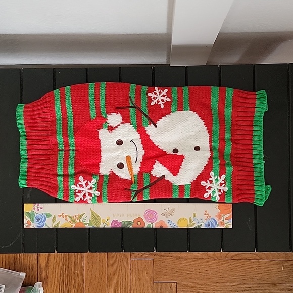 BRAND NEW Dog Sweater Snowman Medium Soft Knit Red Green BRAND NEW IN BAG - Picture 5 of 7